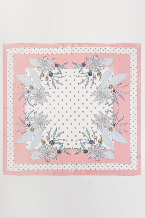 Dotted Daisy Pink Square Satin Scarf
