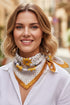 Dotted Daisy Taupe Square Satin Scarf