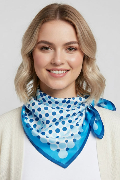 Forward Motion Blue Dots Square Satin Scarf