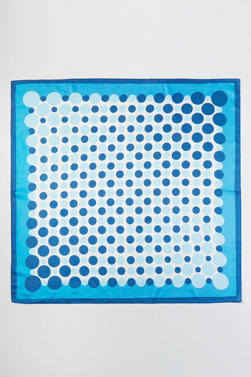 Forward Motion Blue Dots Square Satin Scarf