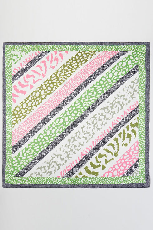 Leopard Lane Green Square Satin Scarf