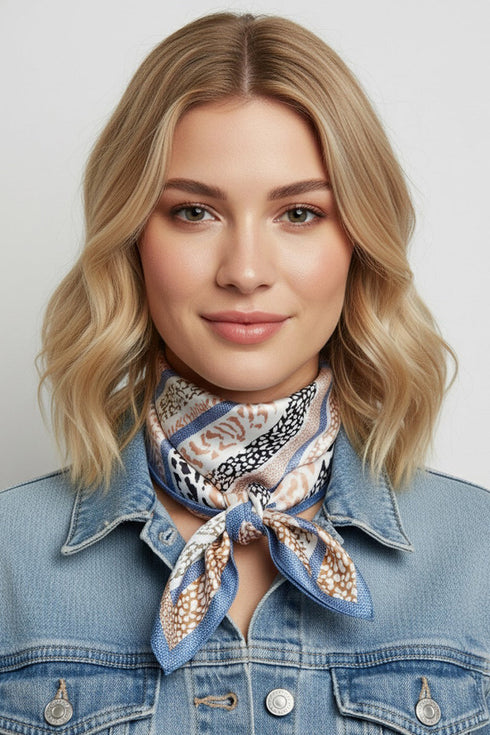 Leopard Lane Taupe Square Satin Scarf