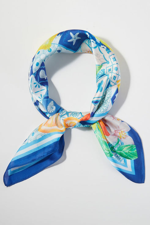 Citrus Club Blue Square Satin Scarf