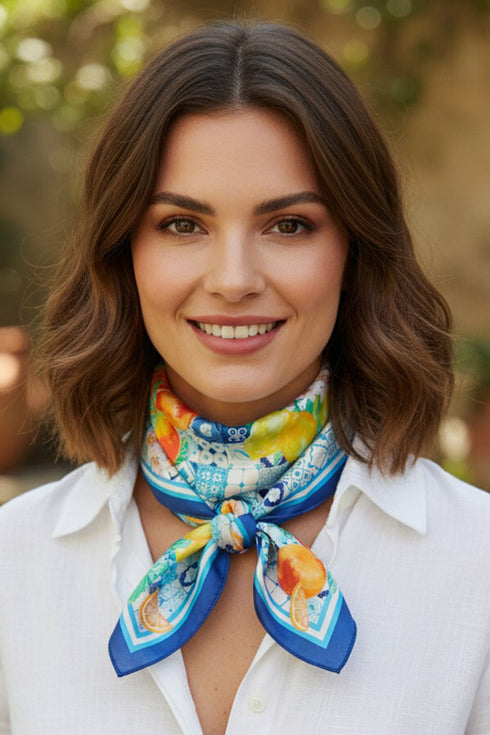 Citrus Club Blue Square Satin Scarf