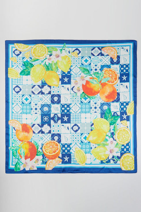 Citrus Club Blue Square Satin Scarf