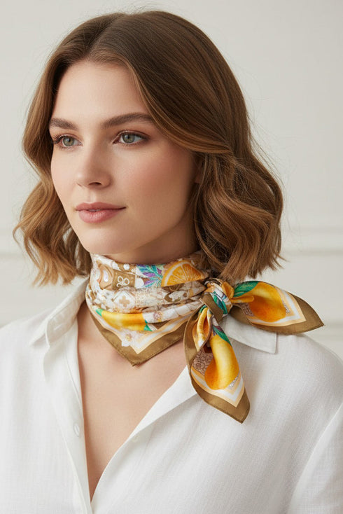 Citrus Club Taupe Square Satin Scarf