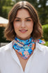 Brushstroke Blooms Blue Square Satin Scarf
