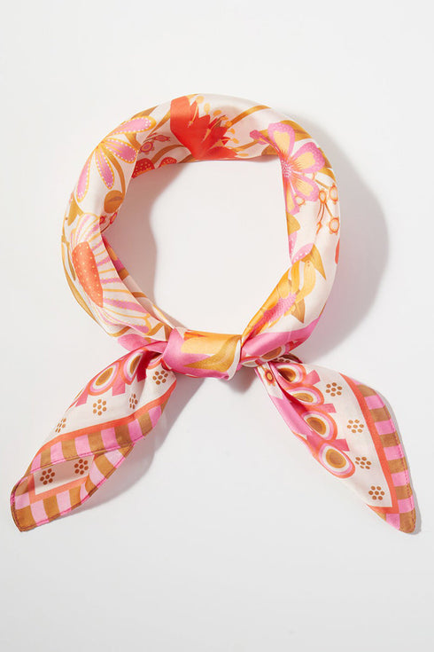 Sunlit Meadow Pink Square Satin Scarf
