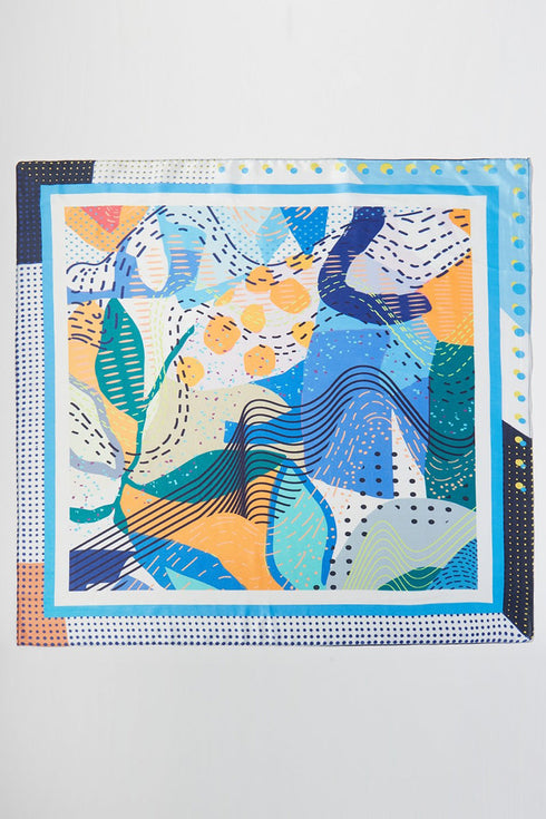 Find Your Rhythm Blue Square Satin Scarf