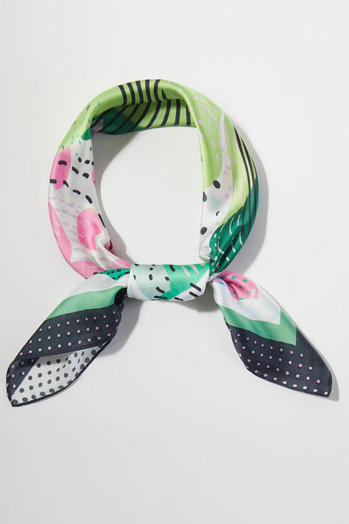 Find Your Rhythm Green Square Satin Scarf