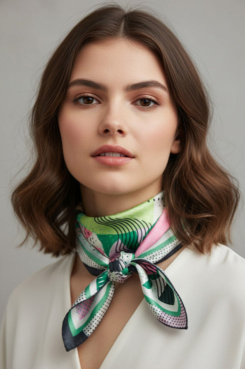 Find Your Rhythm Green Square Satin Scarf