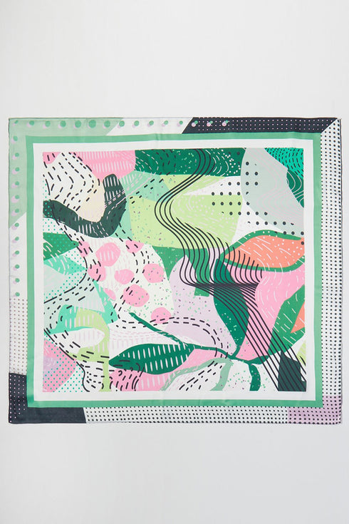 Find Your Rhythm Green Square Satin Scarf