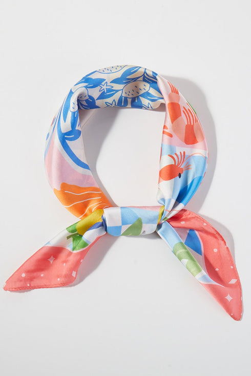 Coastal Cafe Coral Square Satin Scarf