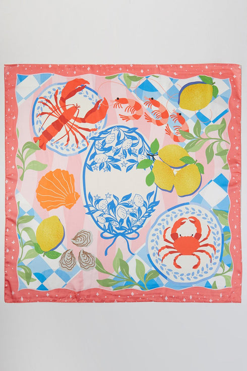 Coastal Cafe Coral Square Satin Scarf