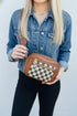 Downtown Dash Camel Checkered Crossbody Bag