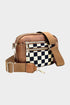 Downtown Dash Camel Checkered Crossbody Bag