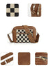 Downtown Dash Camel Checkered Crossbody Bag