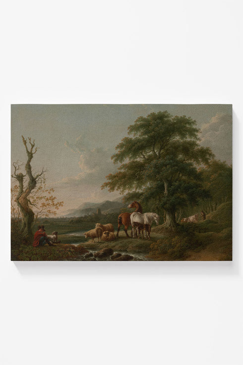 Landscape With A Shepherd Ready To Frame Canvas Print