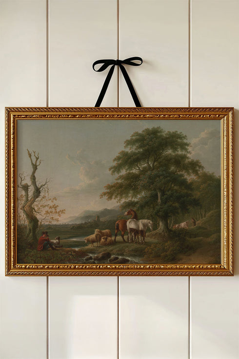 Landscape With A Shepherd Ready To Frame Canvas Print