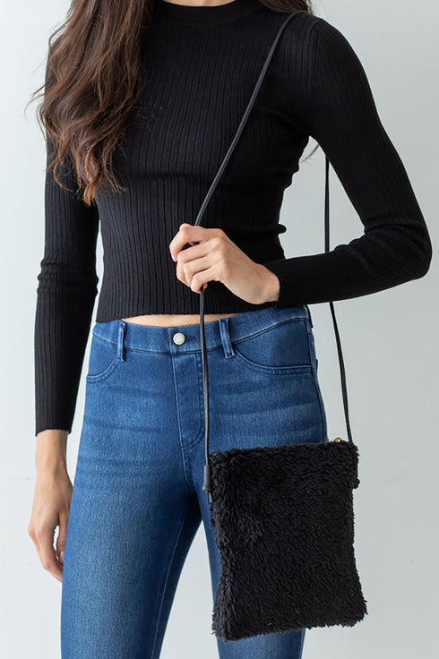 Winter Park Black Sherpa Crossbody