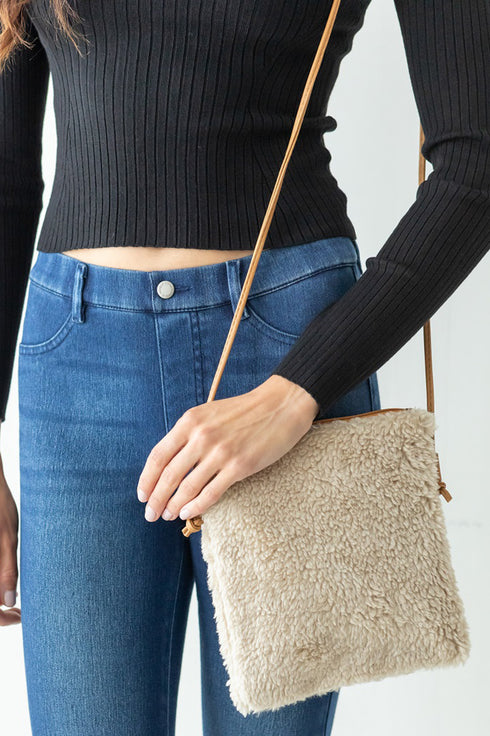 Winter Park Taupe Sherpa Crossbody