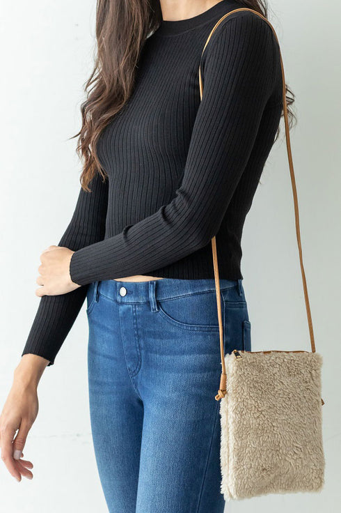 Winter Park Taupe Sherpa Crossbody