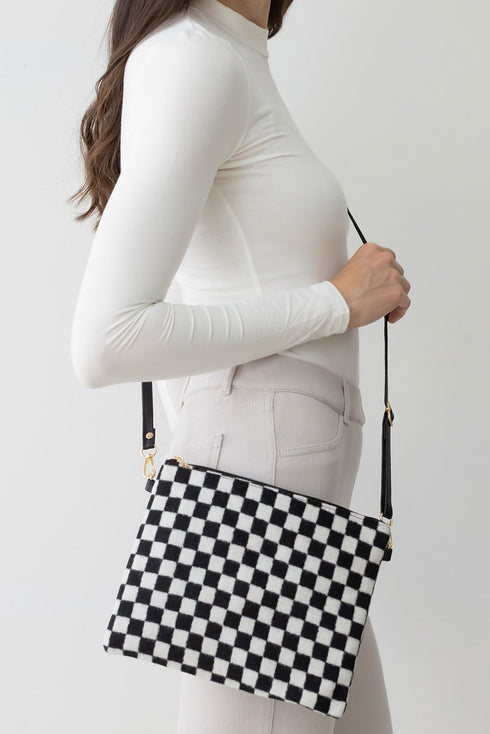 Checkmate Crossbody Clutch, Black