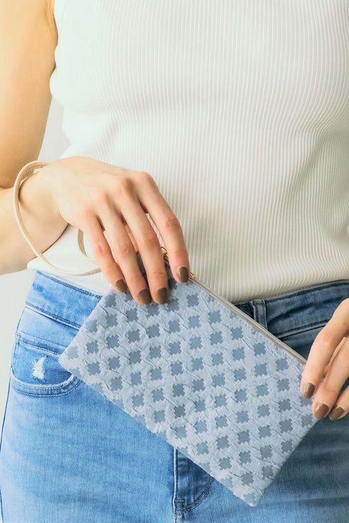 Diamond Bluff Blue Wristlet Pouch