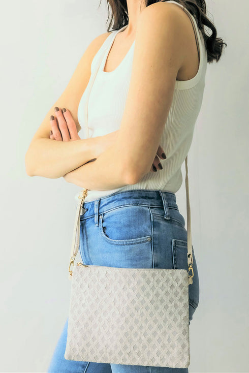 Diamond Bluff Gray Crossbody Clutch