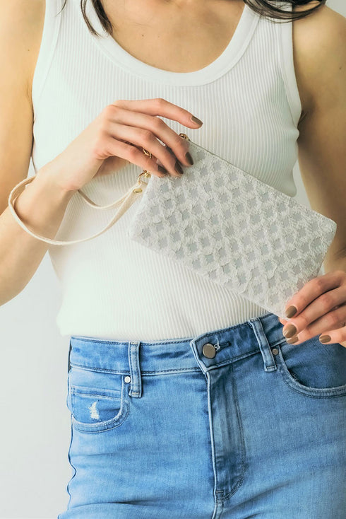 Diamond Bluff Gray Wristlet Pouch