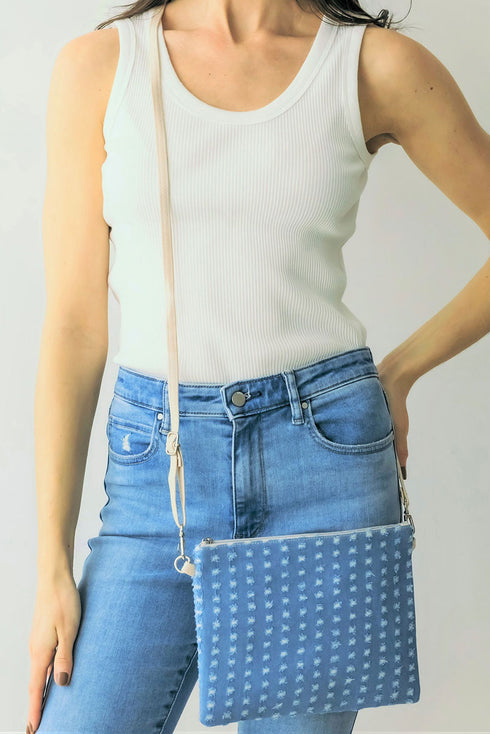 Boat Weekend Blue Denim Crossbody Clutch