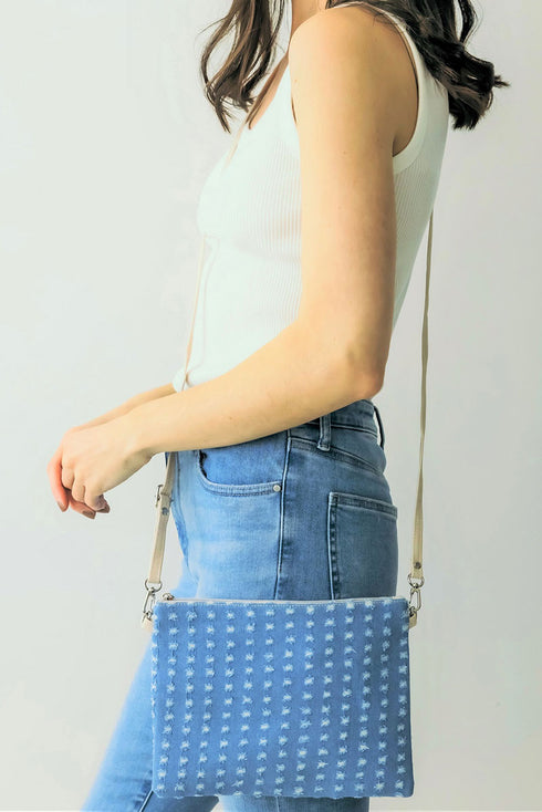 Boat Weekend Blue Denim Crossbody Clutch