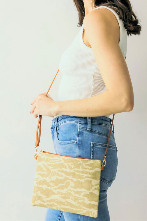Hidden Hills Beige Crossbody Clutch