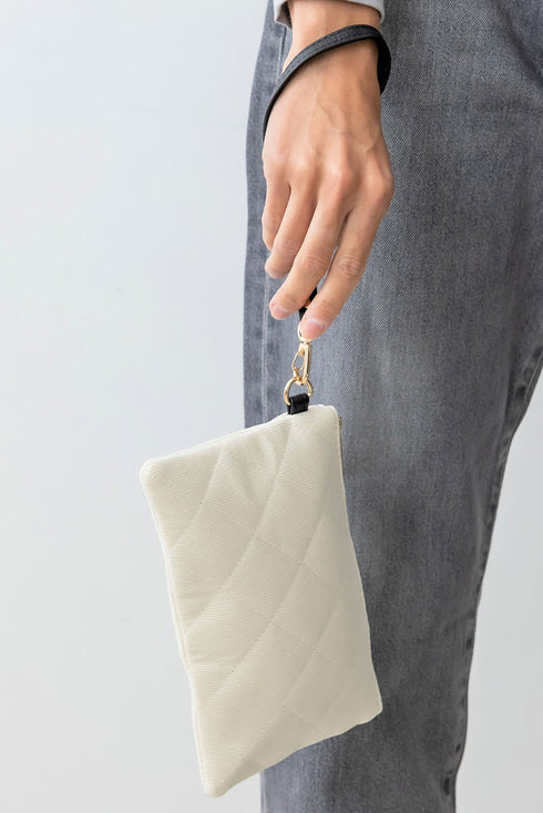 Sadieville Quilted Wristlet Pouch, Ivory