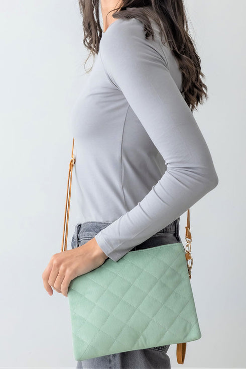 Sadieville Quilted Crossbody Clutch, Sage