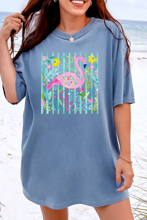 Flamingo Coastal Garden Comfort Colors Adult Ring-Spun Cotton Tee