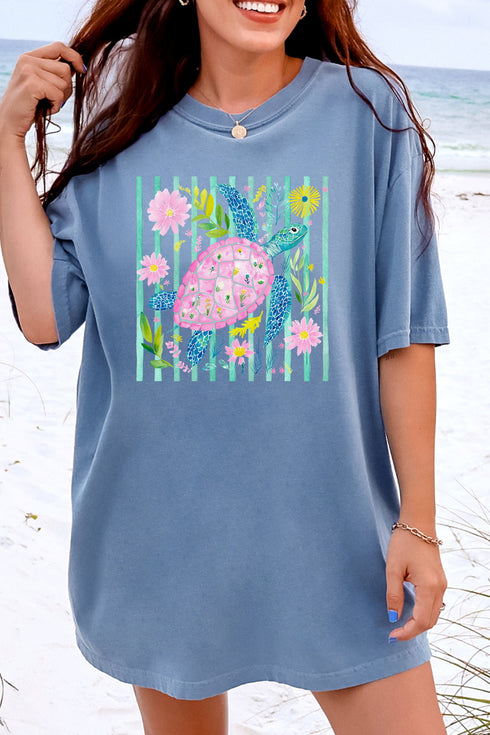 Turtle Coastal Garden Comfort Colors Adult Ring-Spun Cotton Tee