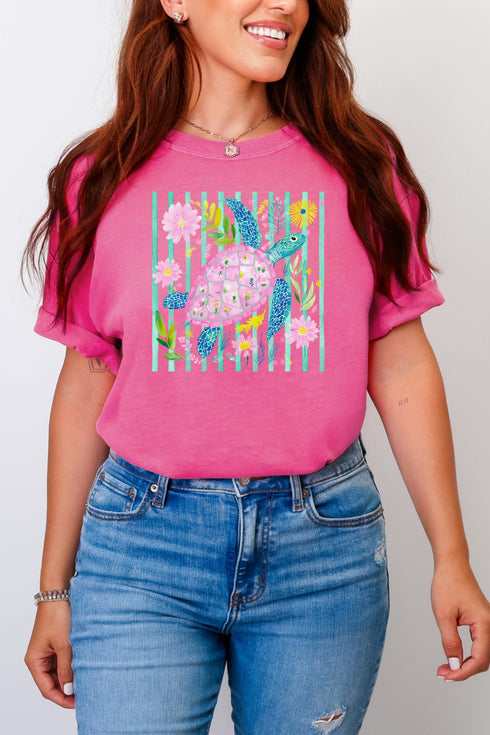 Turtle Coastal Garden Comfort Colors Adult Ring-Spun Cotton Tee