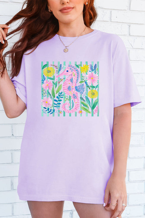 Seahorse Coastal Garden Comfort Colors Adult Ring-Spun Cotton Tee