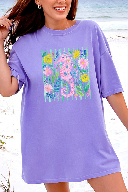 Seahorse Coastal Garden Comfort Colors Adult Ring-Spun Cotton Tee