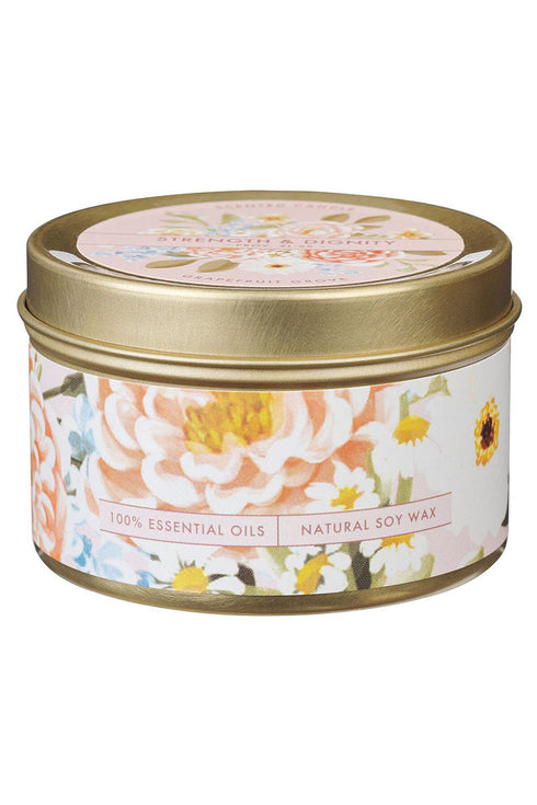 Strength and Dignity Grapefruit Grove Scented Candle Tin