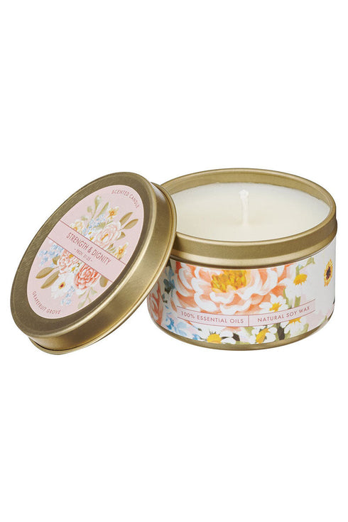 Strength and Dignity Grapefruit Grove Scented Candle Tin