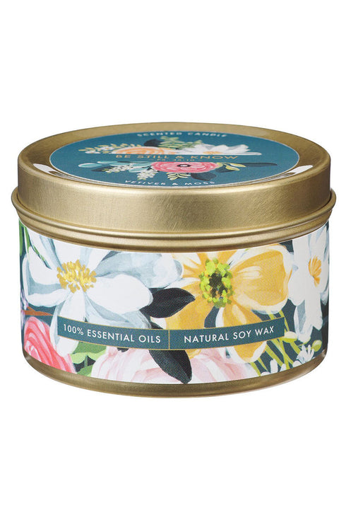 Be Still and Know Vetiver and Moss Scented Candle Tin