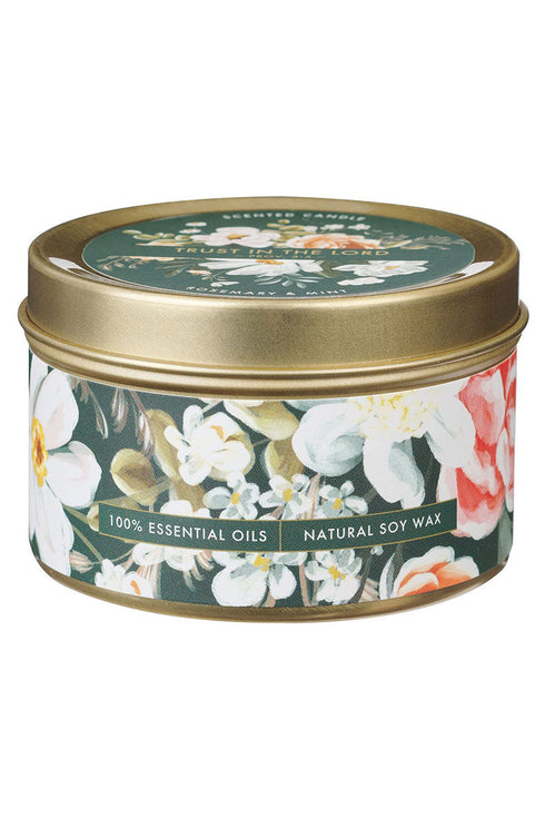 Trust in the Lord Rosemary and Mint Scented Candle Tin