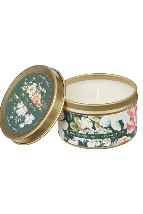 Trust in the Lord Rosemary and Mint Scented Candle Tin