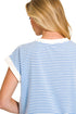 Boardwalk Breeze Cornflower Blue Contrast Trim Striped Top