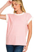 Boardwalk Breeze Dark Pink Contrast Trim Striped Top