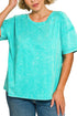 Plus Size Weekender Edit Turquoise Acid Washed Tee