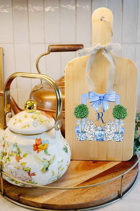 Personalized Preppy Ginger Jar Garden Decorative Wood Cutting Board *Choose Your Initial