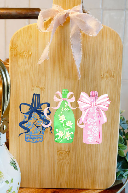 Chinoiserie Champagne Decorative Wood Cutting Board